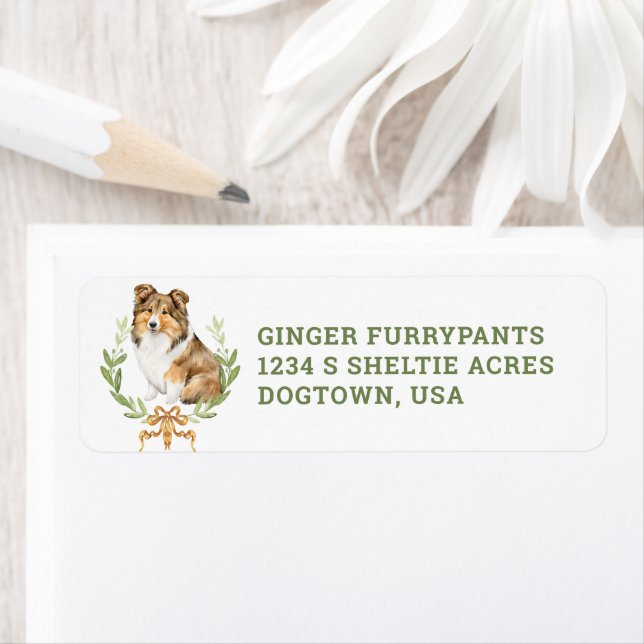 Cute Sheltie Puppy Return Address Label (Insitu)