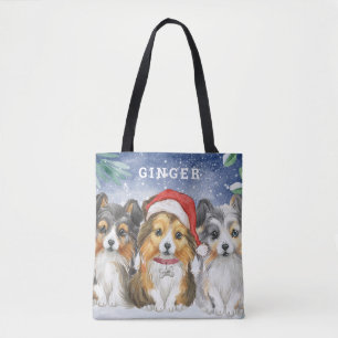 Cute Shelties in the Snow Personalised Tote Bag
