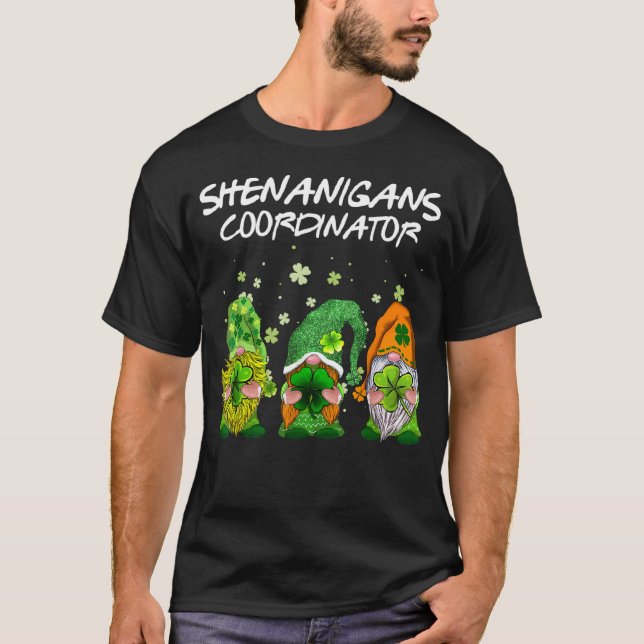 Cute Shenanigans Coordinator St Patricks Day Gnome T-Shirt (Front)