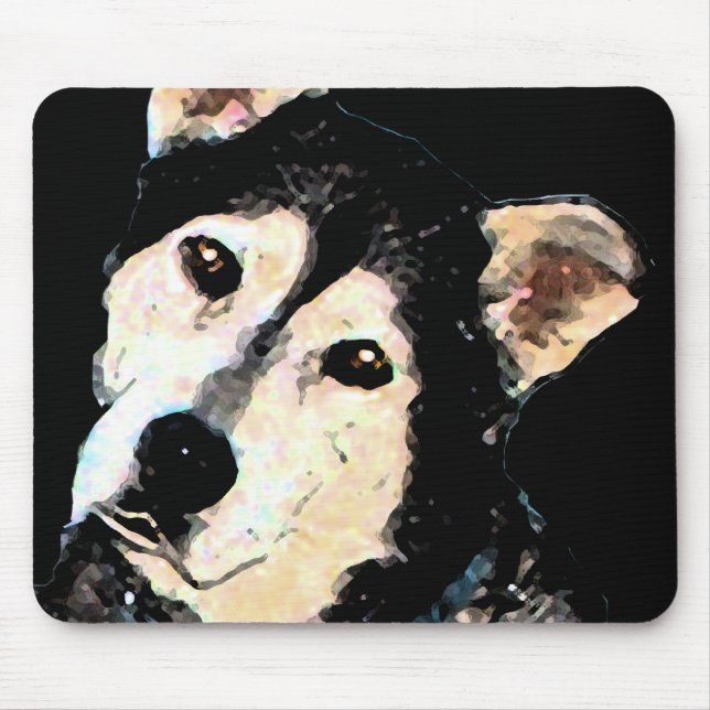 Cute Shepherd Husky Dog Portrait Mouse Pad (Front)