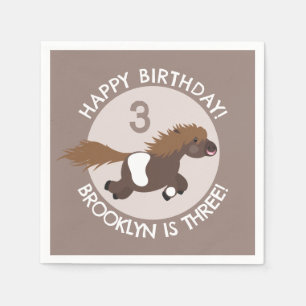 Cute Shetland pony personalised cartoon birthday Napkin