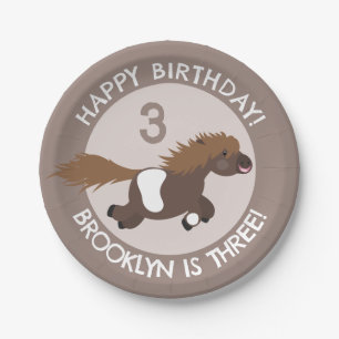 Cute Shetland pony personalised cartoon birthday Paper Plate