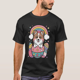 Cute Shetland Sheepdog Easter Fun Egg Hunt for Dog T-Shirt