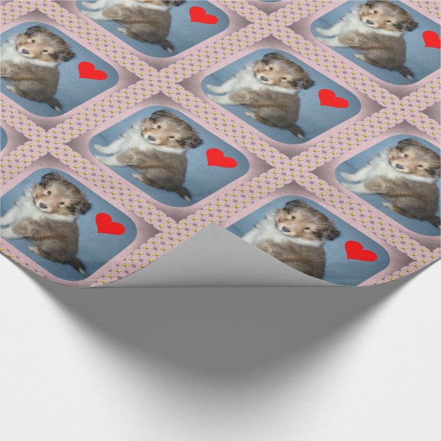 Cute Shetland Sheepdog Puppy Gift Wrapping Paper (Corner)