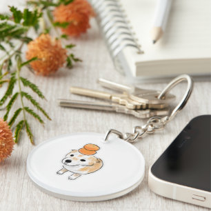 Cute Shiba Dog with Tangerines Mandarins on Head I Key Ring
