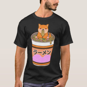 Cute Shiba Eating Ramen Noodles Kawaii Japanese F T-Shirt