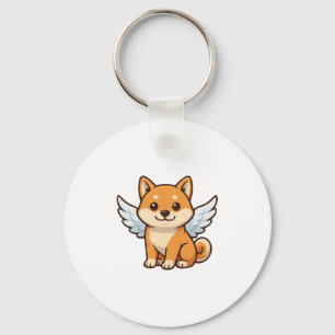 Cute Shiba Inu angel cartoon dog happiness Key Ring