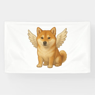 Cute Shiba Inu angel cartoon happy dog Banner