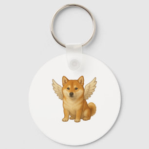 Cute Shiba Inu angel cartoon happy dog Key Ring