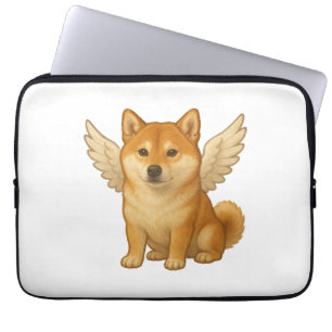 Cute Shiba Inu angel cartoon happy dog Laptop Sleeve