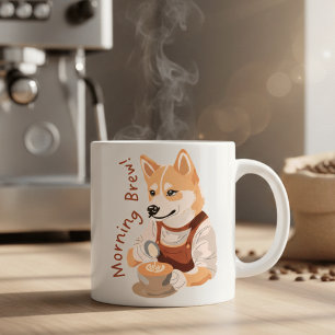 Cute Shiba Inu Barista Morning Brew Coffee Lover  Mug