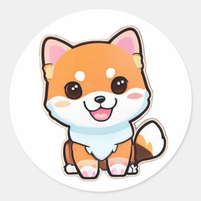 Cute Shiba Inu Classic Round Sticker (Front)