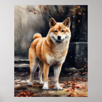 Cute Shiba Inu Dog Art Print Poster