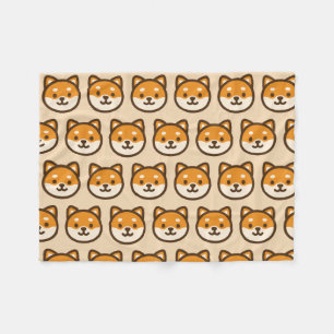 Cute Shiba Inu Dog Face Fleece Blanket