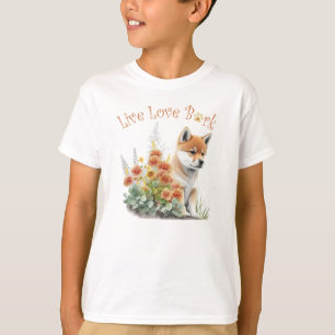 Cute Shiba Inu Dog Floral T-Shirt