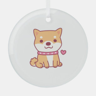 Cute Shiba Inu Dog Glass Tree Decoration