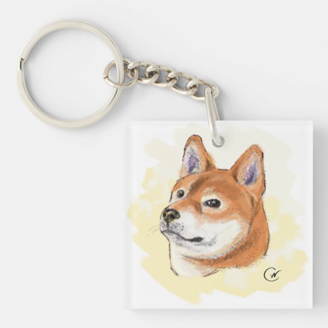 Cute Shiba Inu Dog Portrait Key Ring (Front)