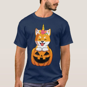 Cute Shiba Inu Dog Pumpkin Unicorn Funny Halloween T-Shirt