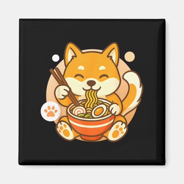 Cute Shiba Inu Dog Ramen Noodles Bowl Anime Kawaii Magnet (Front)