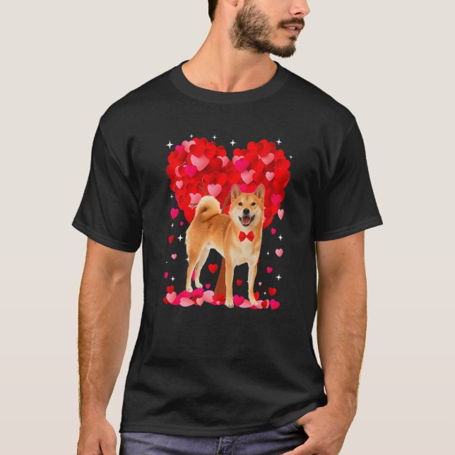 Cute Shiba Inu Dog Valentines Day Heart Puppy Love T-Shirt (Front)