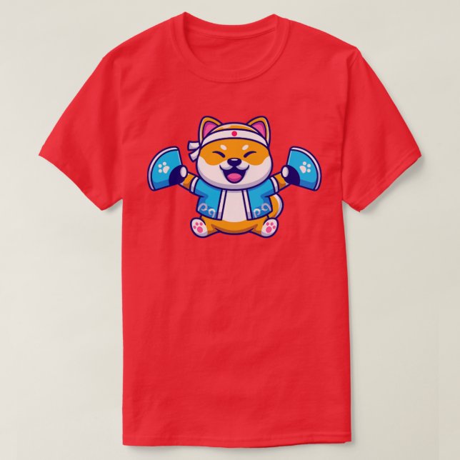 Cute Shiba Inu Dog Wearing Japanese Costume And Ha T-Shirt (Design Front)