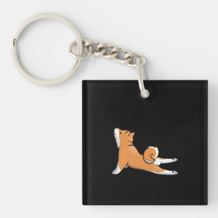 Cute shiba inu dog yoga pose birthday gift key ring