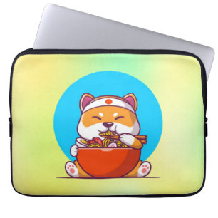 Cute Shiba Inu Eating Ramen Noodle Cartoon-23054 Laptop Sleeve