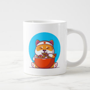 Cute Shiba Inu Eating Ramen Noodle Cartoon-23054 Large Coffee Mug