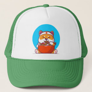 Cute Shiba Inu Eating Ramen Noodle Cartoon-23054 Trucker Hat