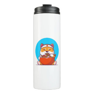 Cute Shiba Inu Eating Ramen Noodle Cartoon Thermal Tumbler