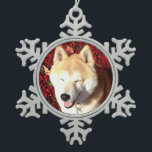 Cute Shiba Inu-Geiso Snowflake Pewter Christmas Ornament<br><div class="desc">Name -Geiso- shiva inn dog photo template</div>