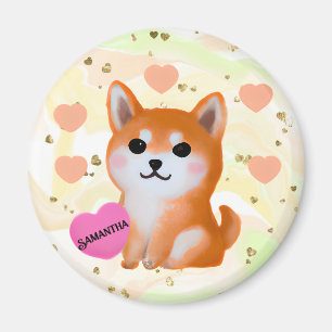 Cute Shiba Inu Hearts   For Dog Lover Magnet