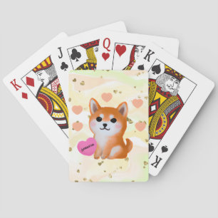 Cute Shiba Inu Hearts For Dog Lover Playing Cards