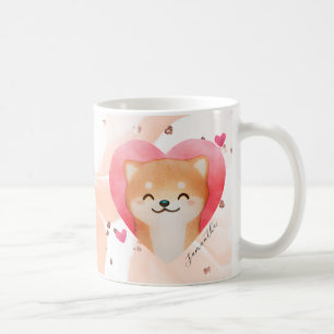 Cute Shiba Inu in a Heart Coffee Mug