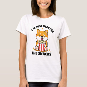 Cute Shiba Inu Just Here for the Snacks Design T-Shirt