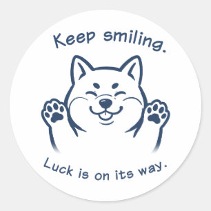 Cute Shiba Inu Keep Smiling Good Luck Sticker