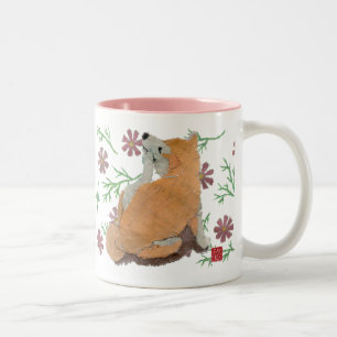 Cute Shiba Inu, Pink Floral Pattern Mug