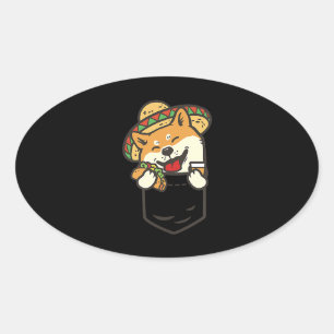 Cute shiba inu Pocket mexico dog present Oval Sticker