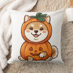 Cute Shiba Inu Pumpkin Costume Halloween Dog Illus Cushion
