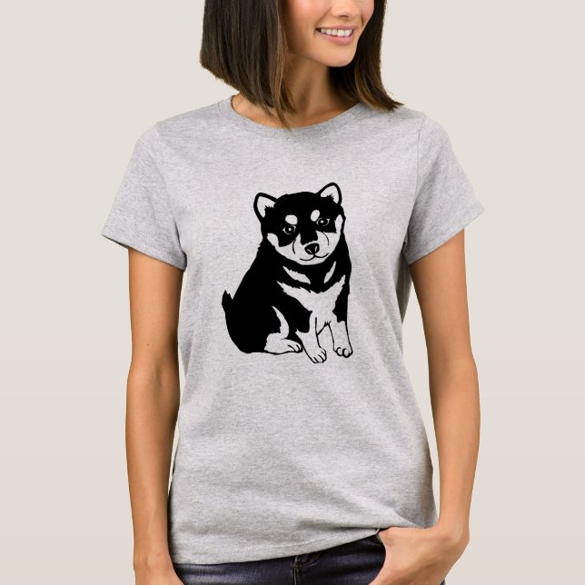 Cute Shiba Inu Puppy Art T-Shirt (Front)