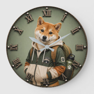 Cute Shiba Inu Puppy Large Clock