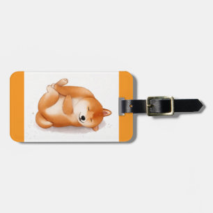 cute shiba inu puppy lying on the back luggage tag