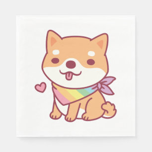 Cute Shiba Inu With Rainbow Pet Bandanna Napkin