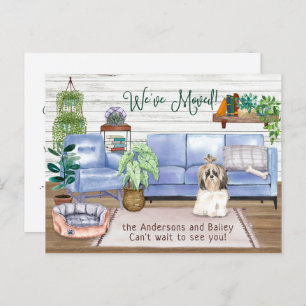 Cute Shih Tsu Cosy New Home Moving     Announcement Postcard
