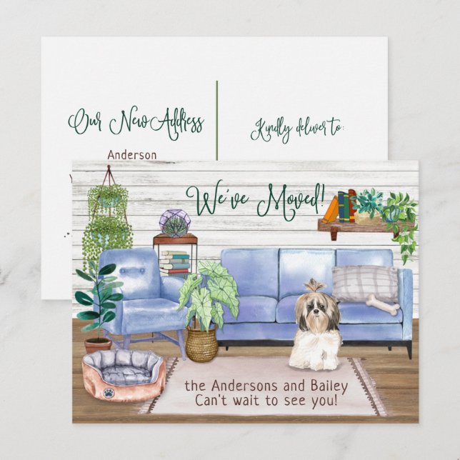 Cute Shih Tsu Cosy New Home Moving     Announcement Postcard (Front/Back)