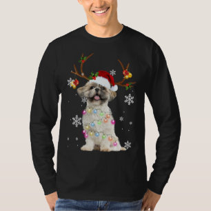 Cute Shih Tzu Christmas Reindeer Christmas Lights T-Shirt