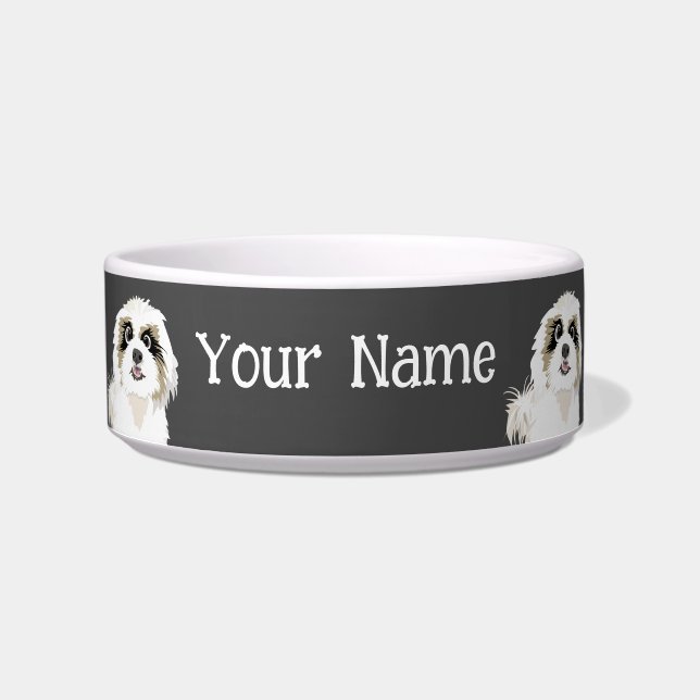 Cute Shih Tzu Dog Custom Colour and Add Your Text Bowl (Front)