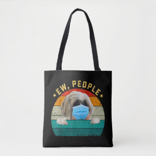 Cute Shih Tzu Dog Ew People Dog Wearing Face Mask Tote Bag