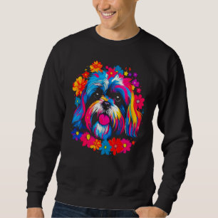 Cute Shih Tzu Dog Flowers Sweatshirt
