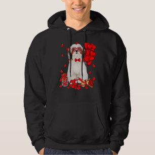 Cute Shih Tzu Dog Funny Heart Valentine's Day Dog  Hoodie